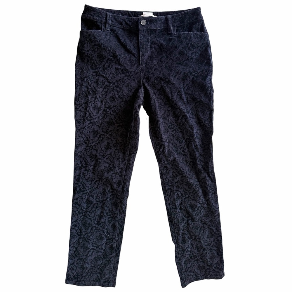 Talbots Heritage Velvet Embroidered Corduroy Straight Leg Pants Trousers 8
